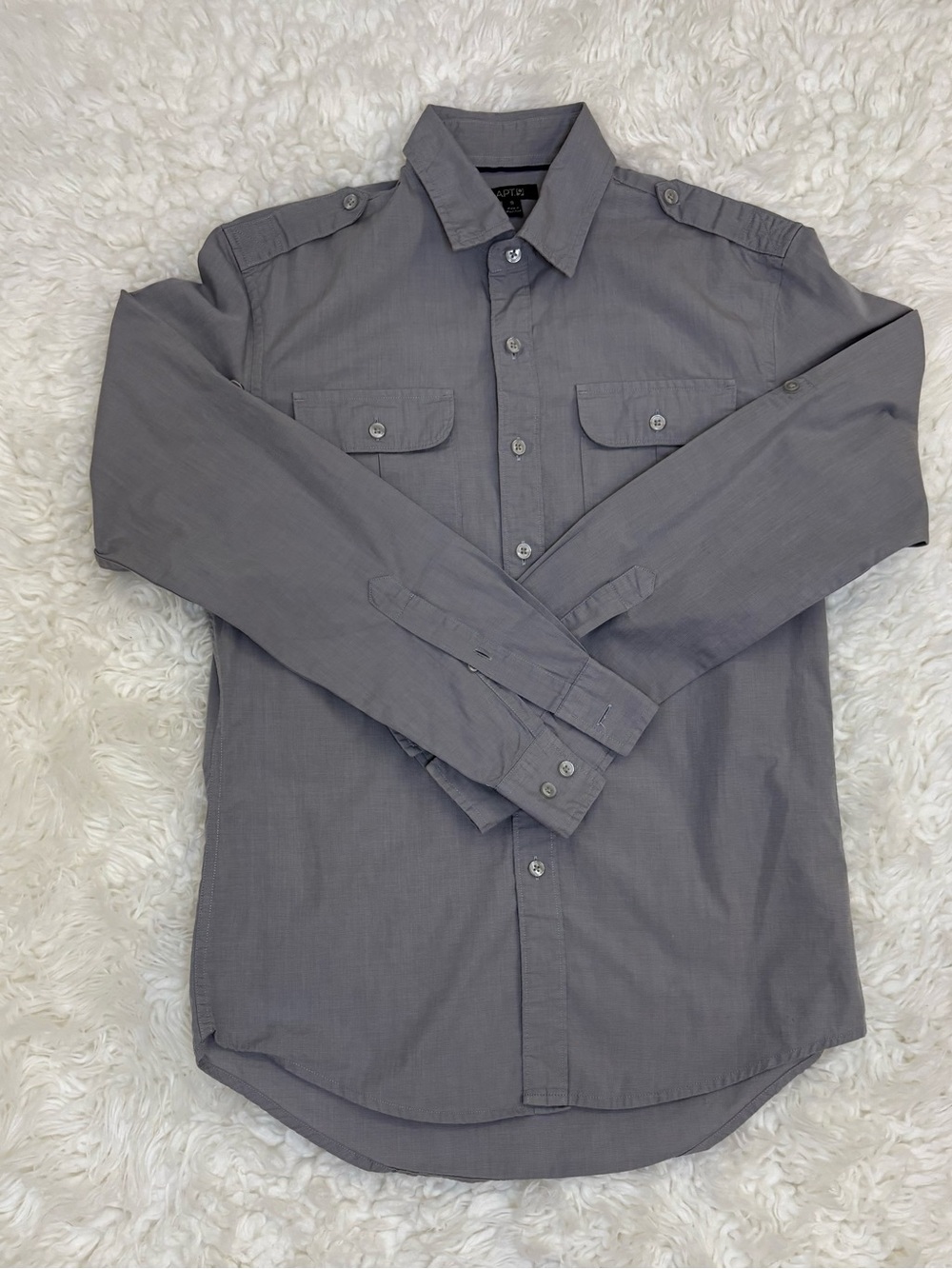 Apt. 9 Men's Gray Button-Down Long Sleeve Shirt